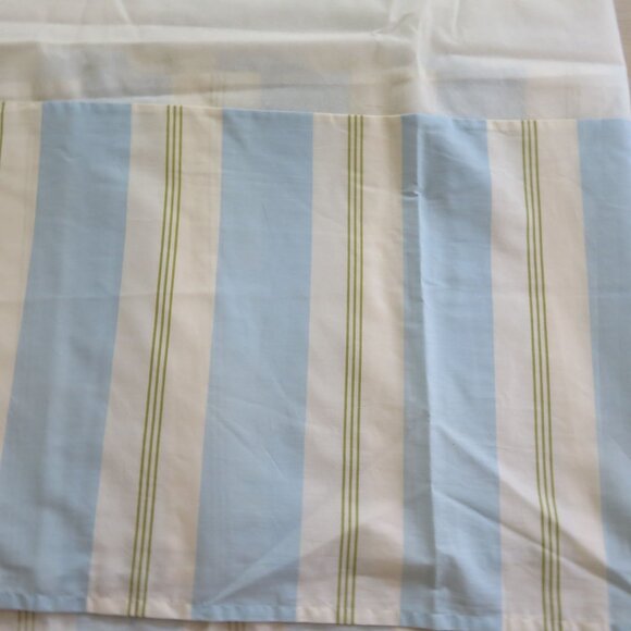 Martha Stewart Collection Twin Bed Skirt Striped Blue White Green 15.5" Drop - Picture 4 of 9